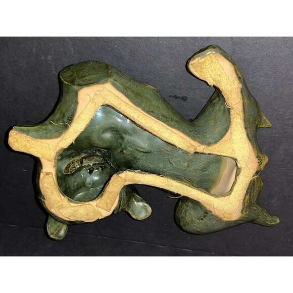 Vtg Chinese Foo Dog Ashtray Trinket Soap Dish Majolica Clay 1950s Tobacciana - Picture 5 of 5